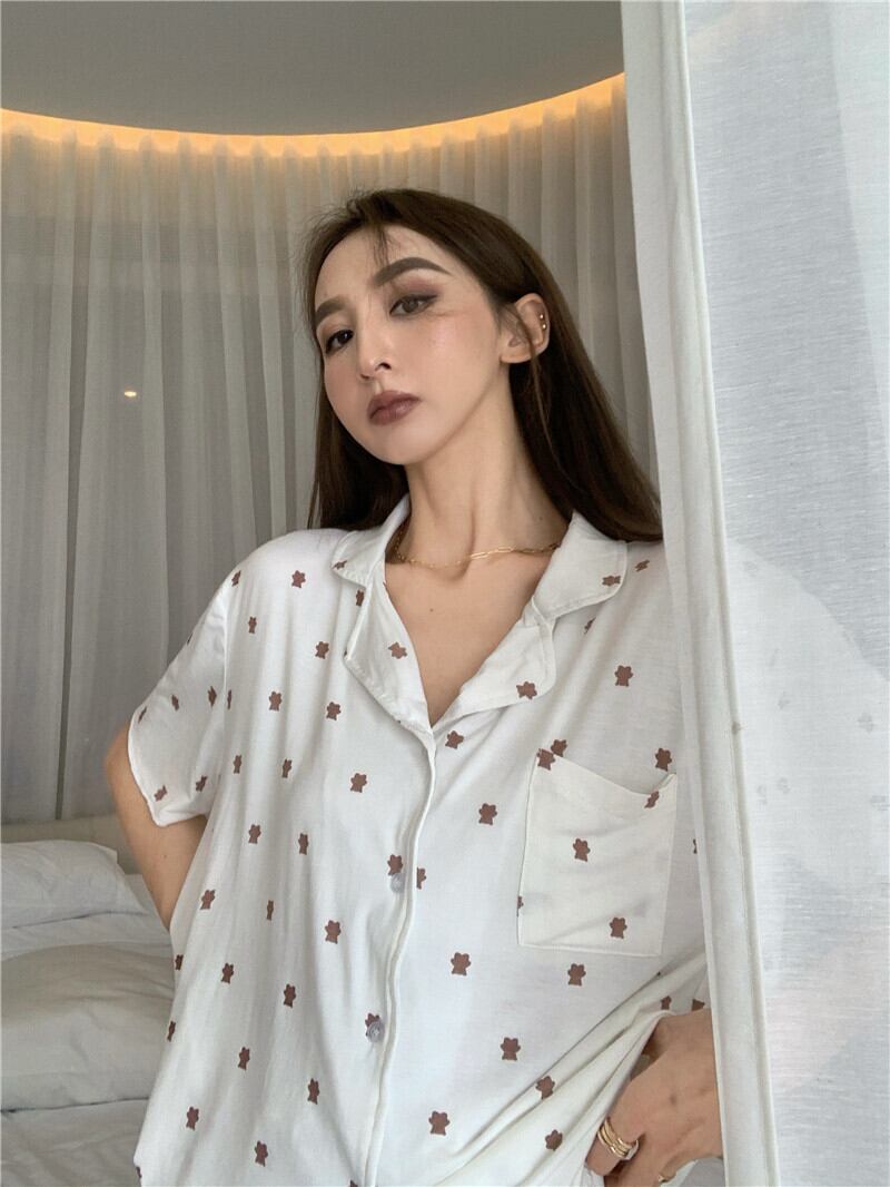 サマー薄手ホワイト 大人ガーリー スウィート キュート カジュアル 夏物 シルク ブラックストロベリース77972487989