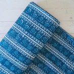 ブロックプリント生地【50cm単位】インド綿  ストライプ柄 マリンブルー×白 #45392-BL2