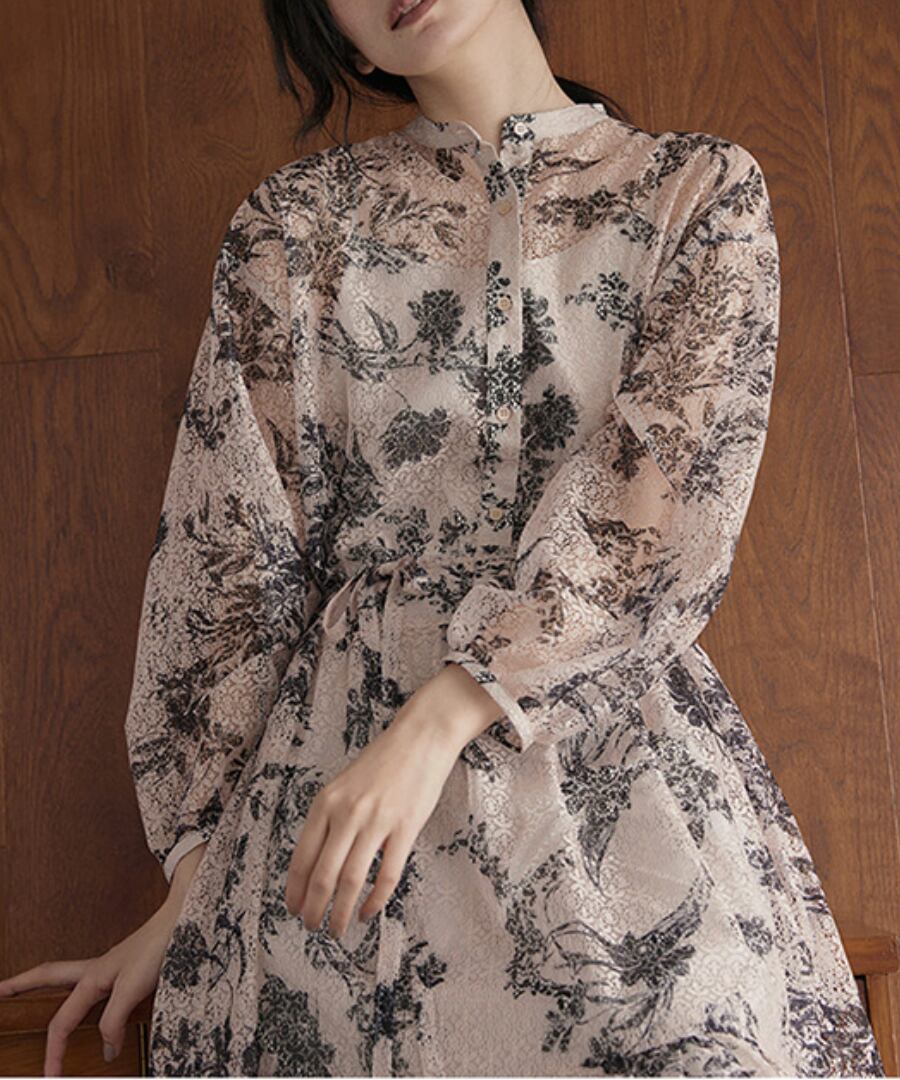 レース◆リーフプリントワンピース【w-30468】