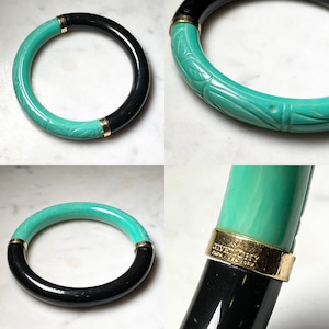 vintage GIVENCHY combi-color plastic × metal engraved bangle