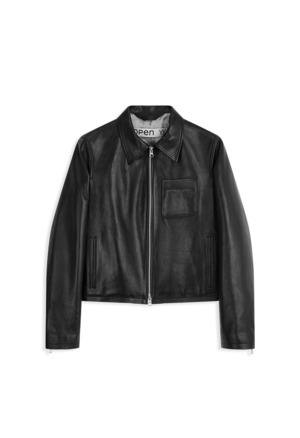 [OPEN YY] CLASSIC LEATHER ZIP JACKET, BLACK 正規品 韓国ブランド 韓国通販 韓国代行 韓国ファッション オープン ワイワイ 日本 店舗