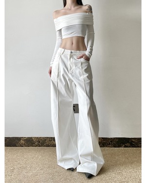 ハイウエストワイドレッグパンツ A0054