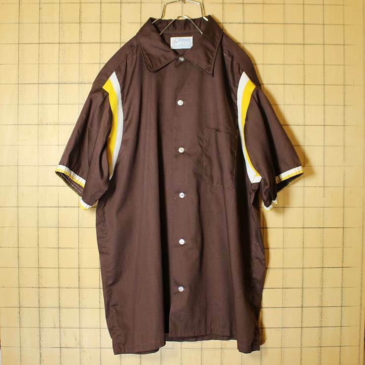 70s USA製 Hilton ヒルトン ボウリングシャツ チェーンステッチ 半袖