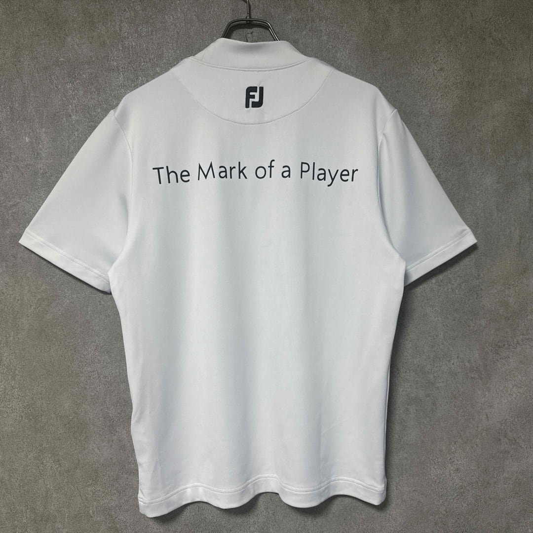 FootJoy フットジョイ ビッグロゴ モックネック シャツ ホワイト L メンズ】FootJoy フットジョイ ビッグロゴ モックネック シャツ