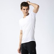 おたふく手袋(Otafuku Glove) 夏用インナー 半袖 Vネック [コンプレッション 吸汗速乾 UVカット 接触冷感 消臭 メンズ] JW-622 ホワイト L