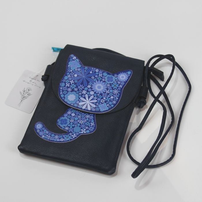 猫柄ショルダーバッグ スマホポシェット 斜めがけ かわいいネコ