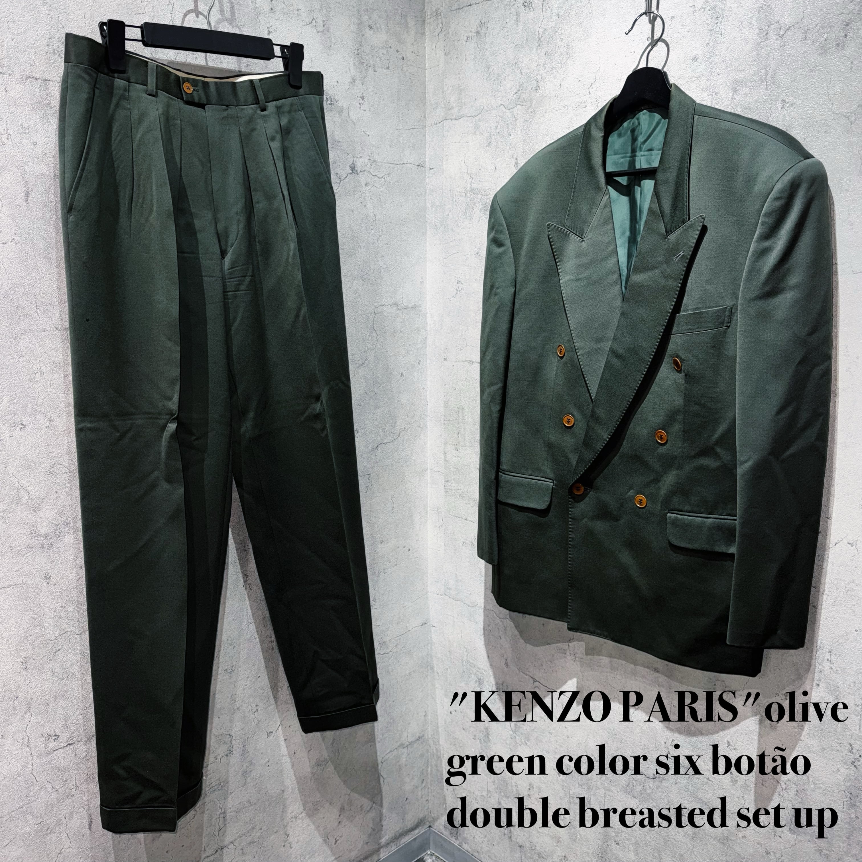 "KENZO PARIS"olive green color six botão double breasted set up