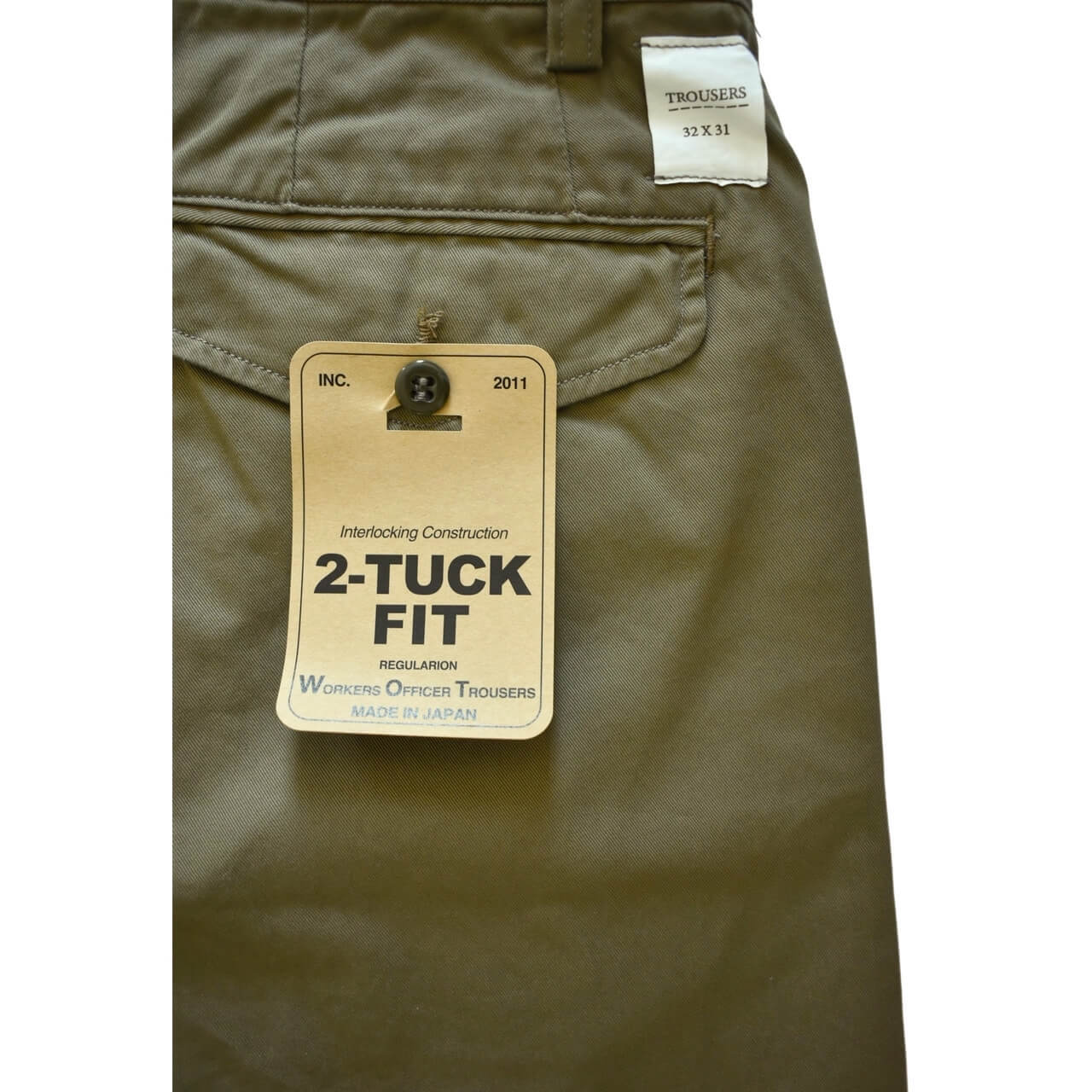 WORKERS / Officer Trousers 2Tuck 8oz Hunter Green Chino