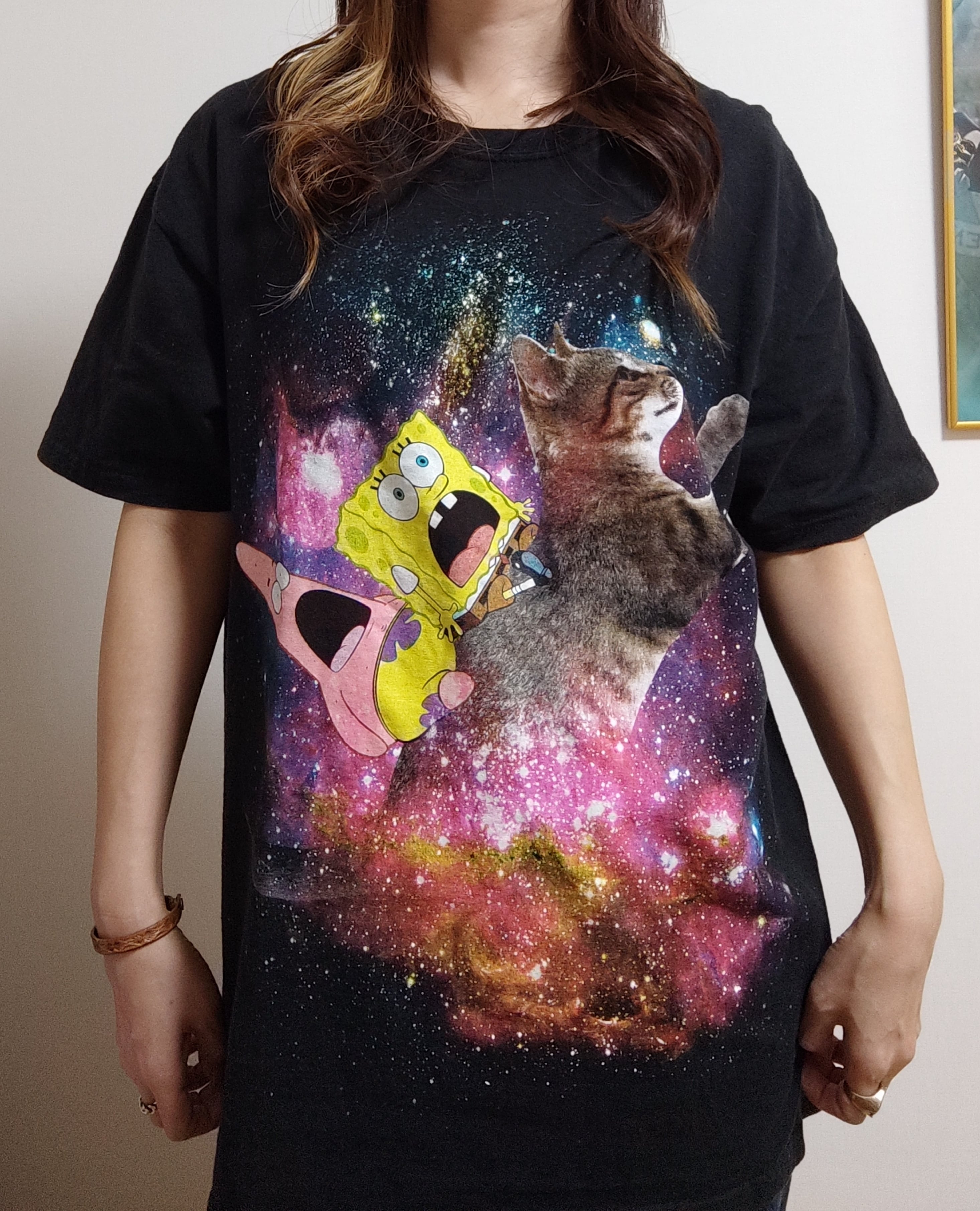 スポンジボブとネコ Tシャツ | 古着屋 Glitter's