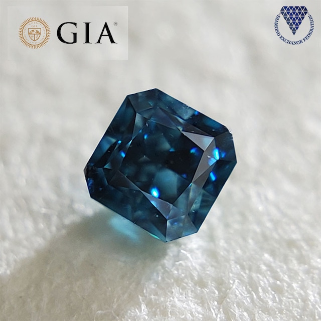 0.04 ct FANCY DEEP GREEN BLUE GIA 天然 グリーン ブルー ダイヤモンド カットコーナード スクエア シェイプ