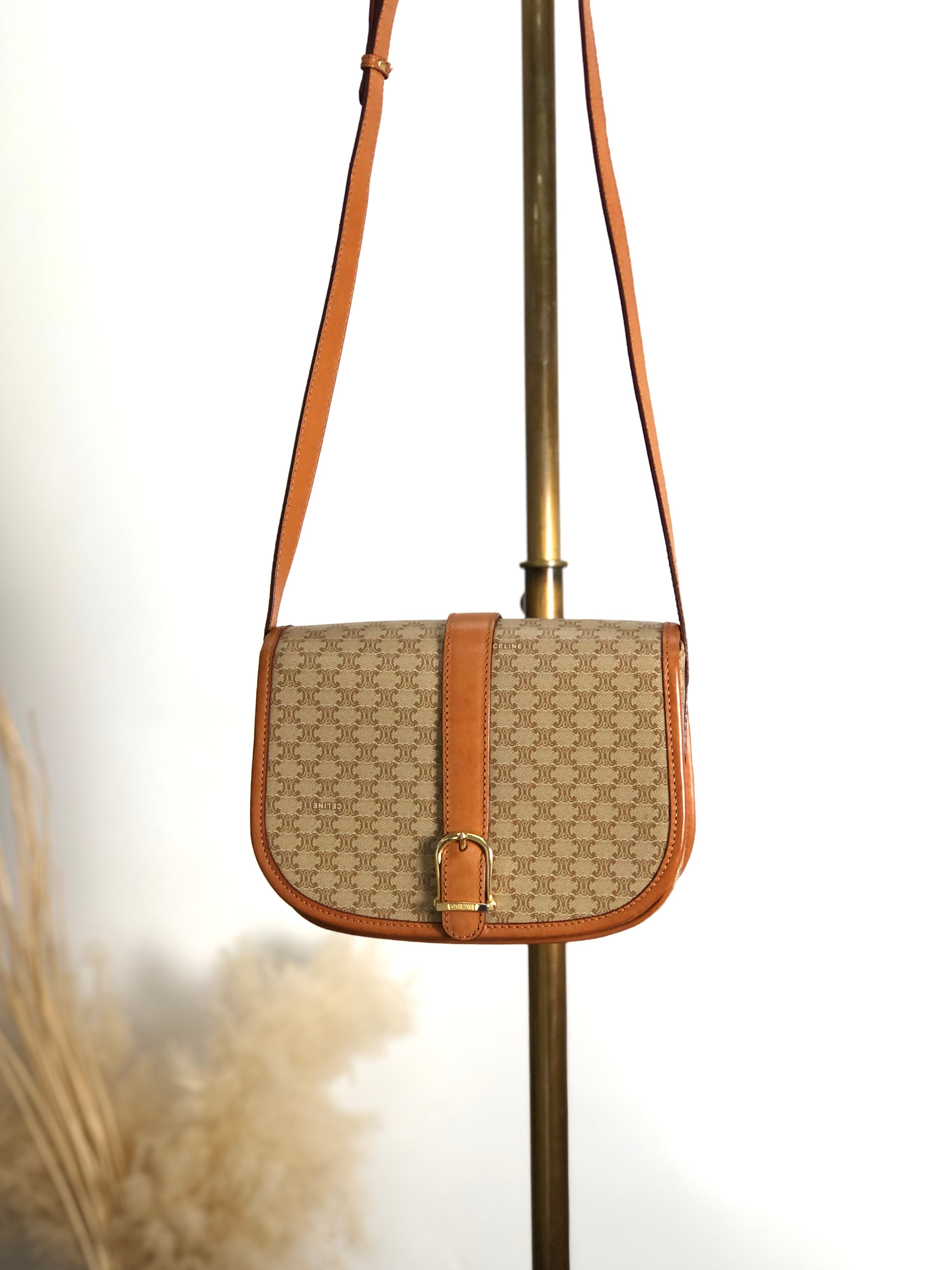 CELINE セリーヌ マカダム ショルダーバッグ ベージュ フロント