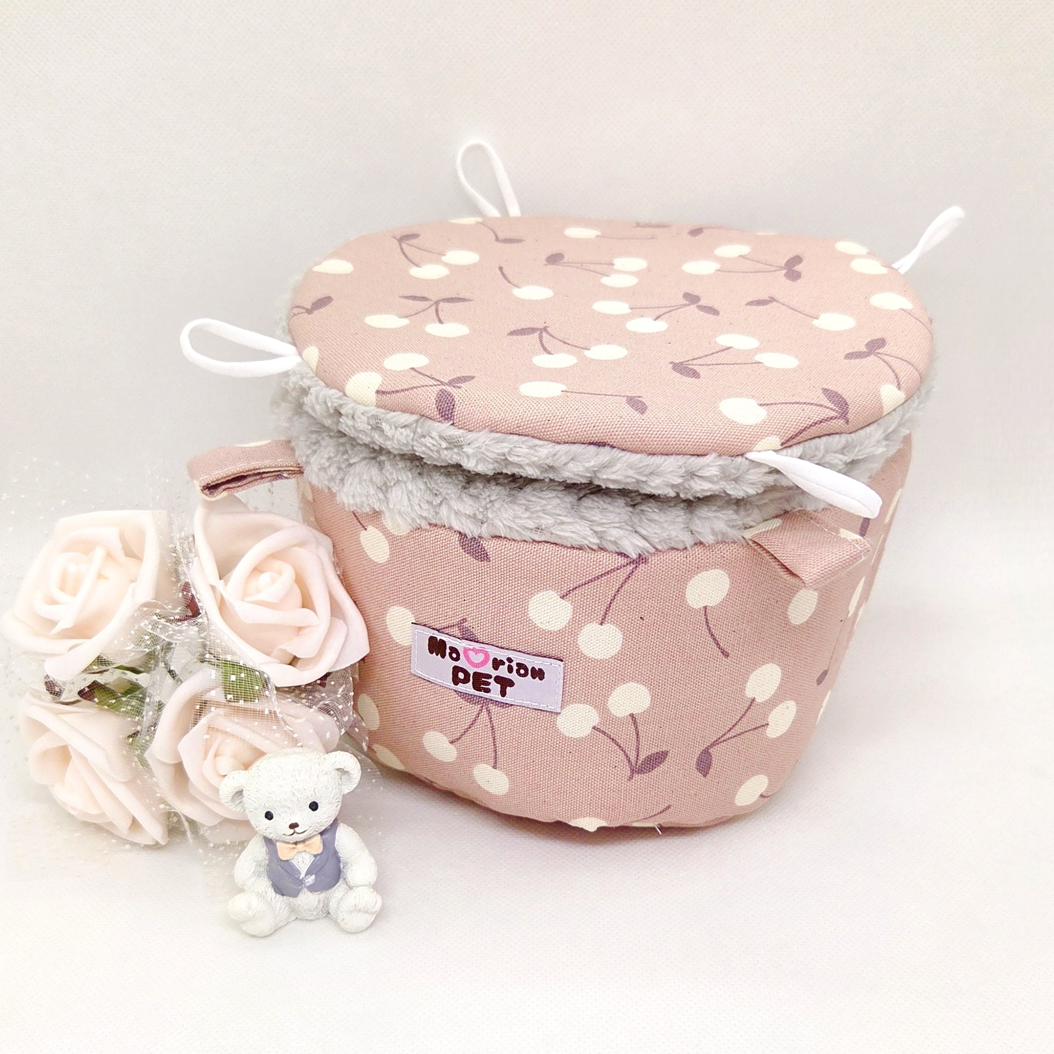 バーレルポーチ☘Mサイズ モモンガポーチ チェリー パイナップルボア