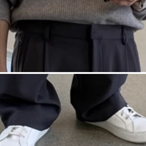 ダブルプリーツドレープワイドカジュアルパンツ　0751