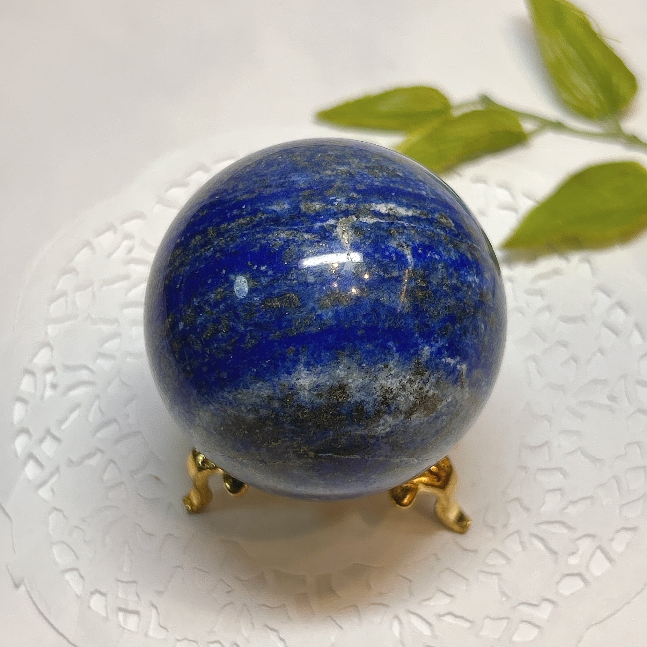 17903】 ラピスラズリ 球 49㎜ ラピスラズリ球 スフィア 黄鉄鉱