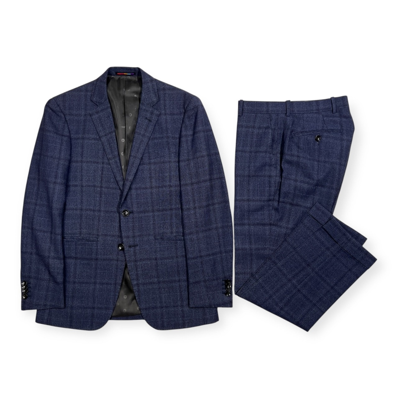 ORIHICA オリヒカ チェック セットアップ スーツ テーラード 裾ダブル スラックス サイズ 92-76-170 Y5 /ネイビー