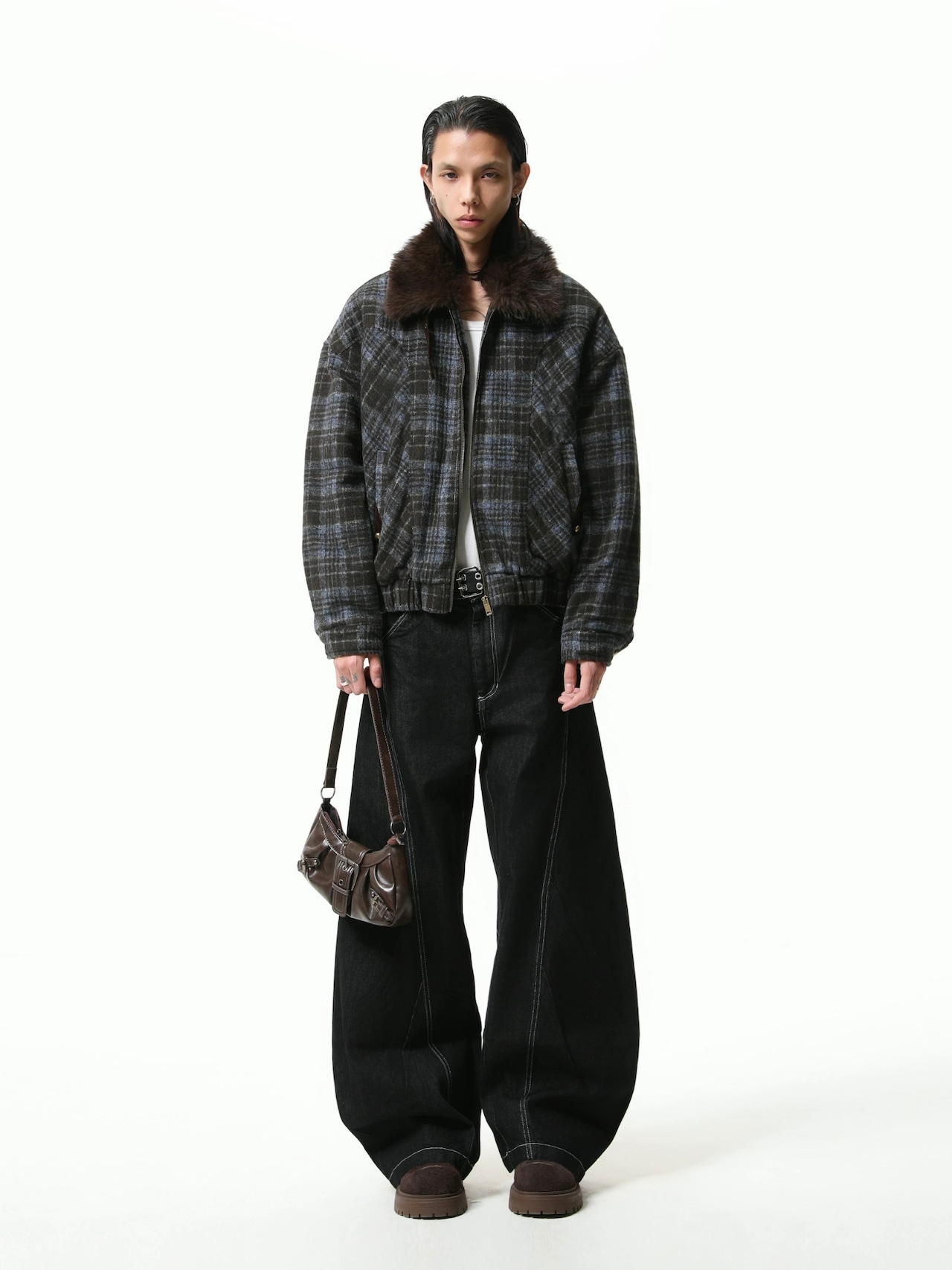 BOOGOOVOGUE Vintage Plaid Wool Bomber