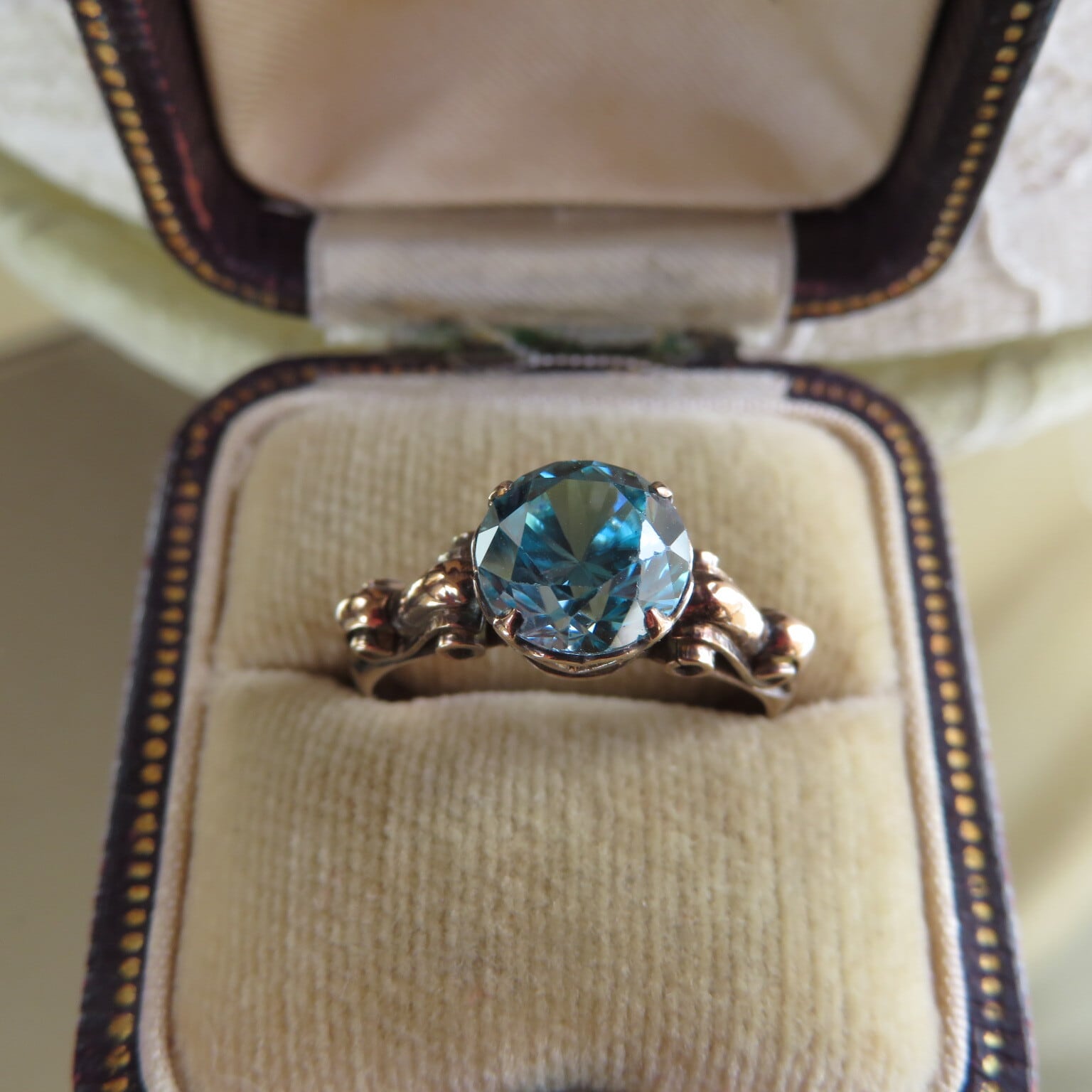 vintage 9ctヴィンテージ天然ジルコンリング13号