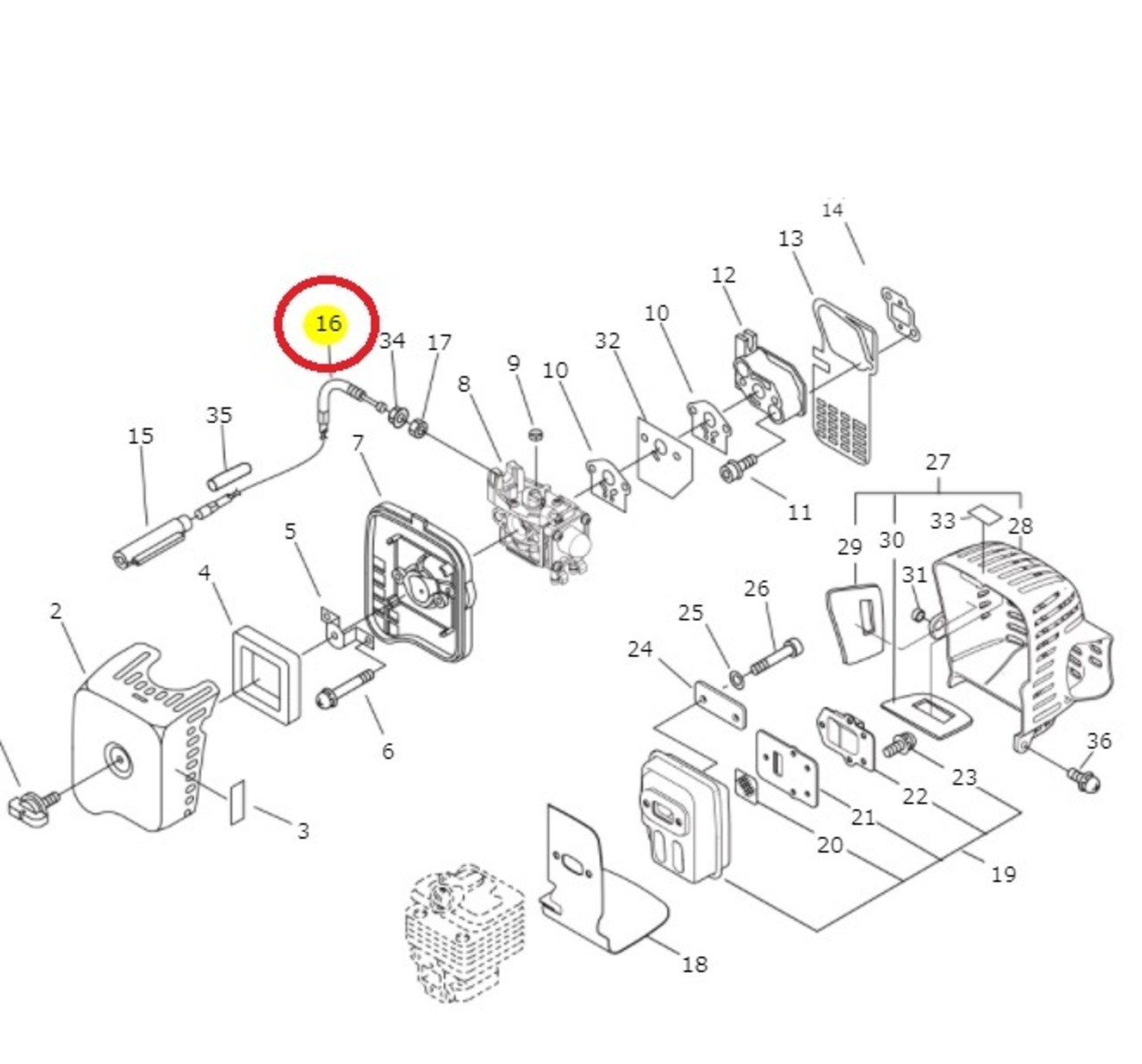 ボーデン ケーブル　（ V430-003590 ）　やまびこ純正