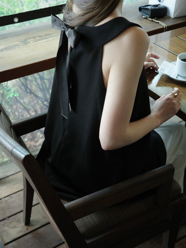 Back ribbon tunic /black(7月中旬頃発送予定)