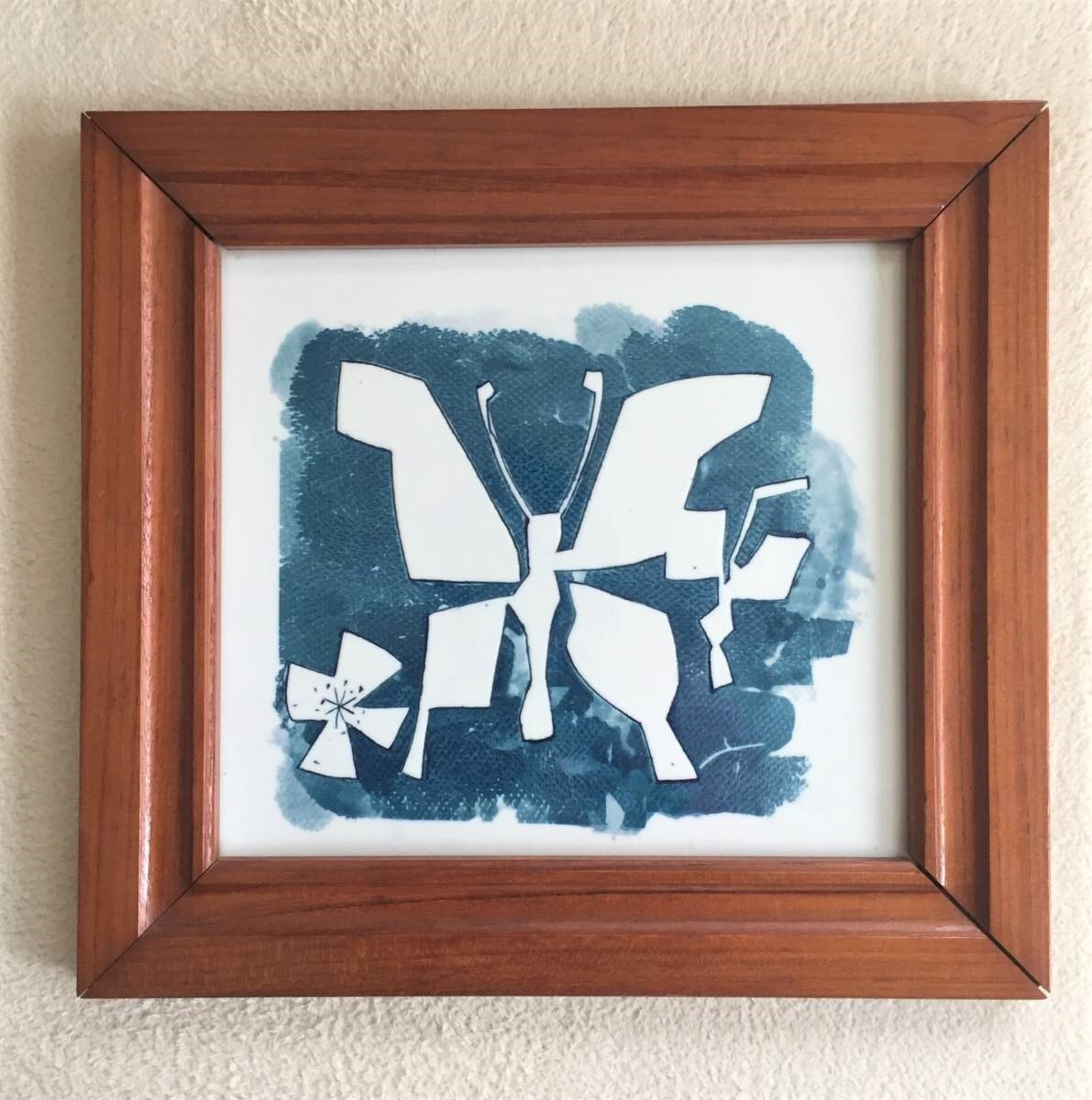 蝶の羽根　羽根絵　額縁付き 蝶の羽根 羽根絵 額縁付き 北欧スタイル 蝶のアート額入り陶板 / Ceramic