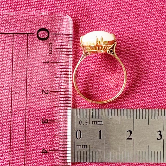昭和レトロ オパールリング K18 千本透かし ヴィンテージ 指輪 和