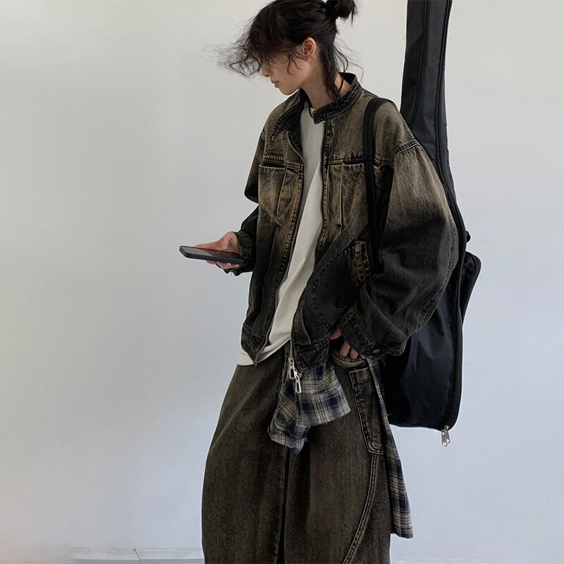 jiwuus個性的なグラデーションデニムジャケット | mblueshop jiwuus個性的なグラデーションデニムジャケット | mblueshop
