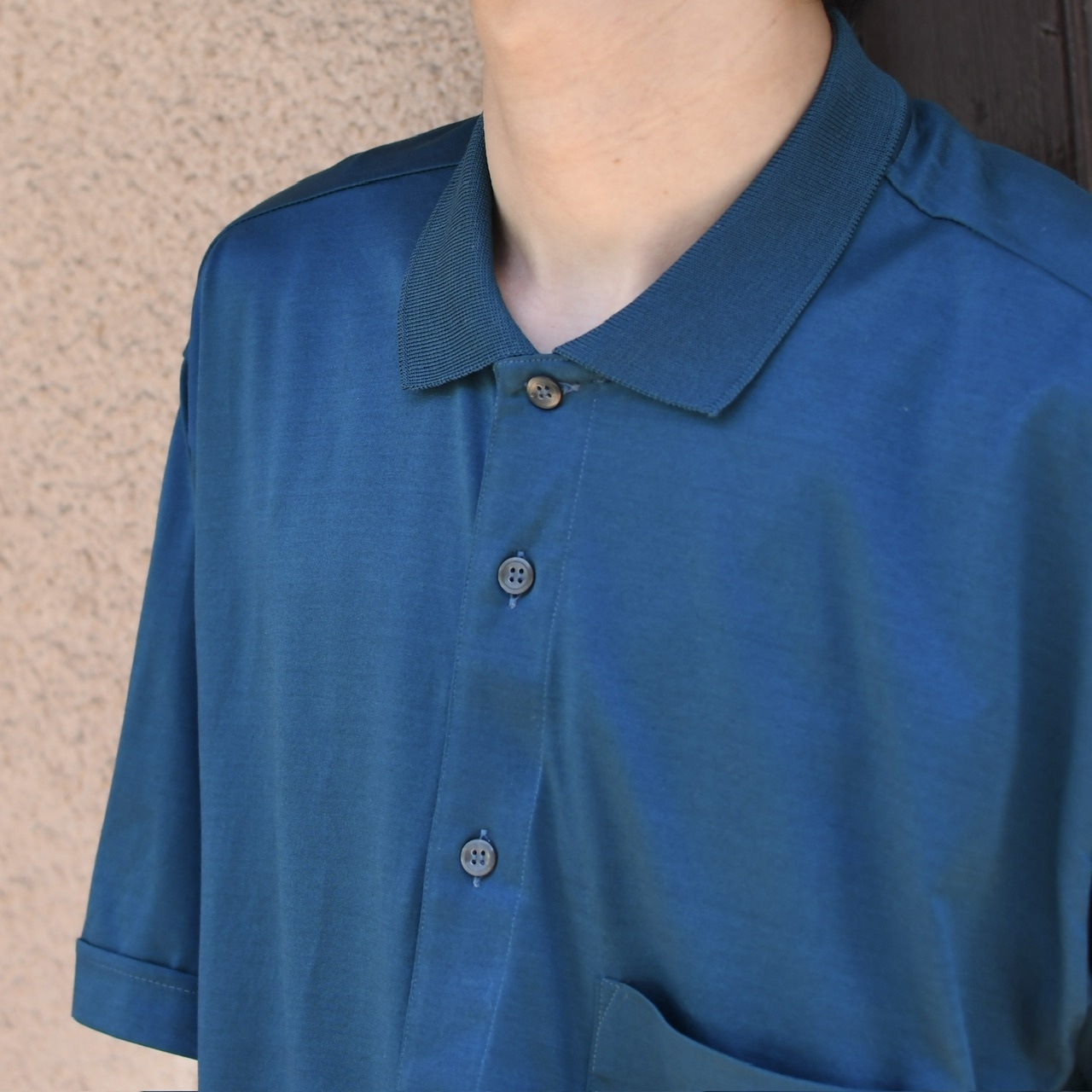 rayon blend design polo shirt navy