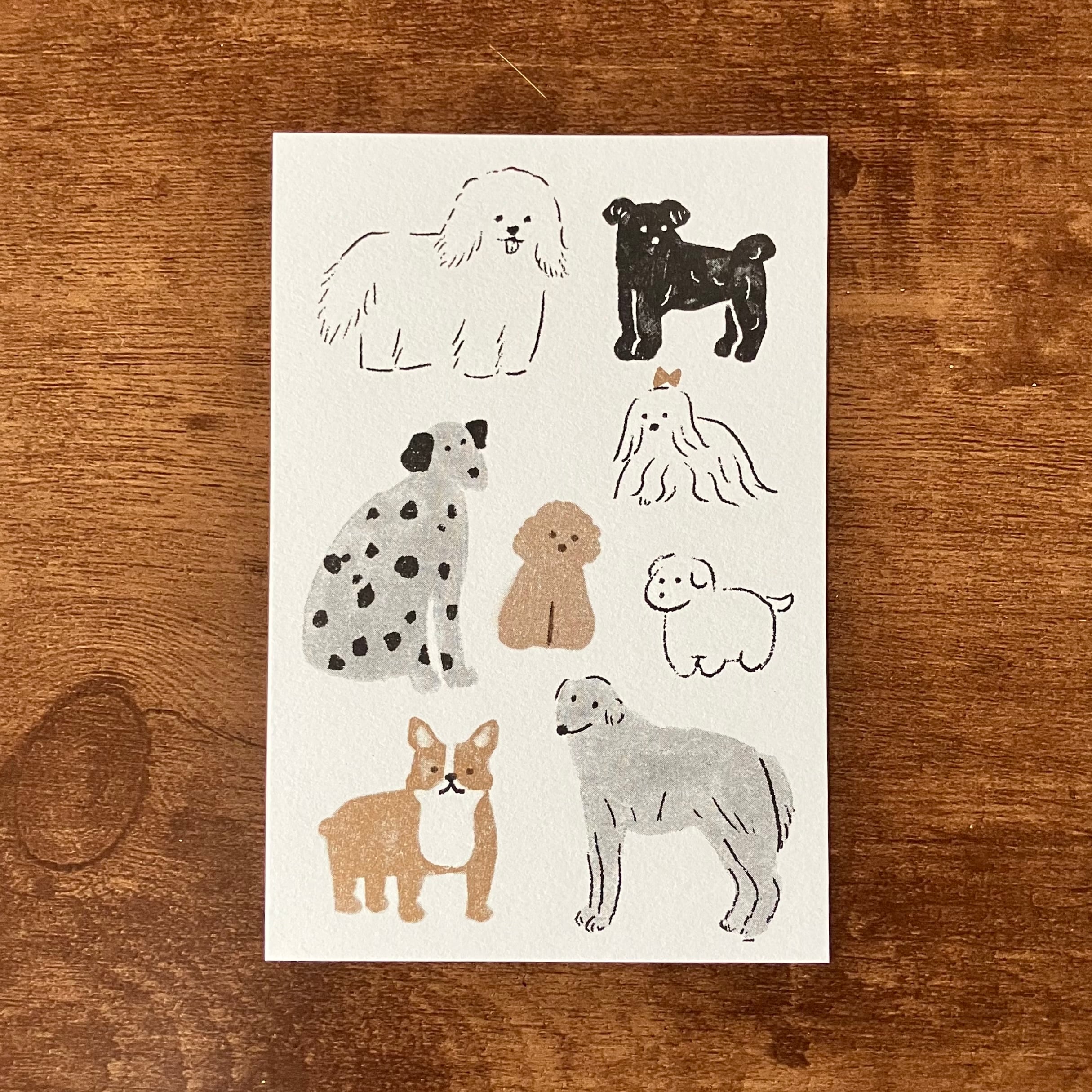 ポストカード レトロ印刷 犬あつめ ［古川紙工］ | 犬×文房具専門