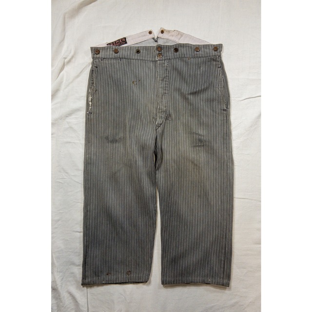 【1930s】"CREPIER" French Vintage Cotton Stripe Work Trousers,