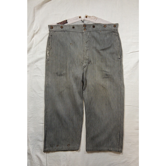 【1930s】"CREPIER" French Vintage Cotton Stripe Work Trousers,
