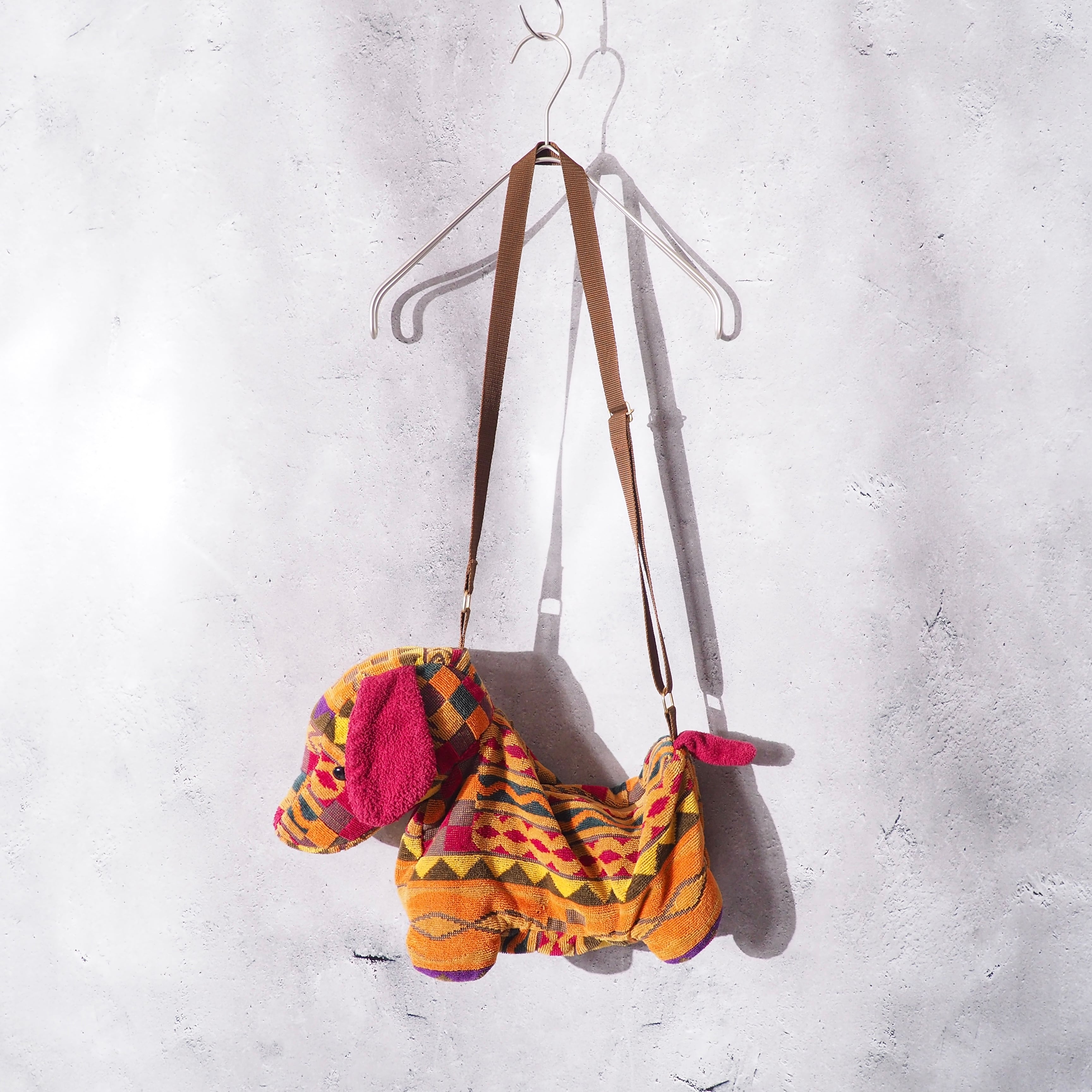 1990s Colorful ethnic Dachshund vintage shoulder Bag