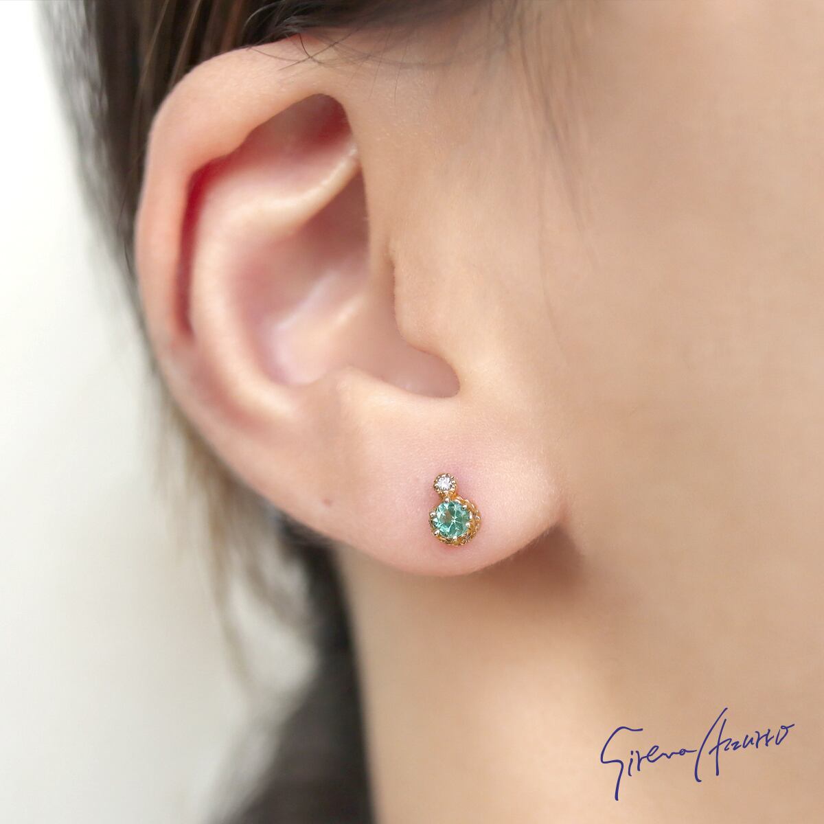 K10YG オパール/ダイヤモンド ピアス | Sirena Azzurro