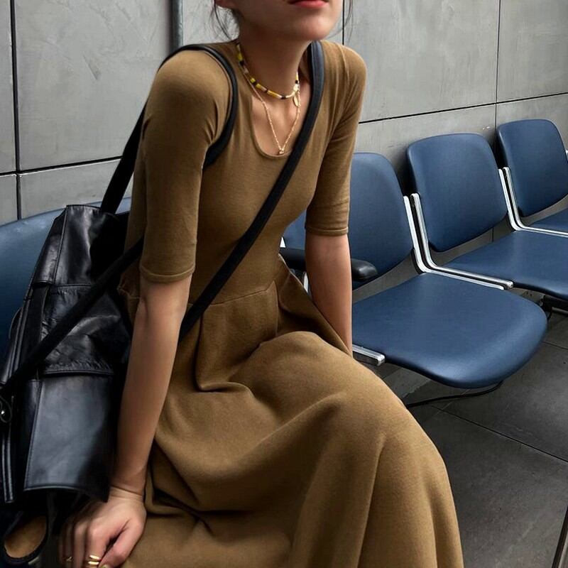 knit slim dress W00092