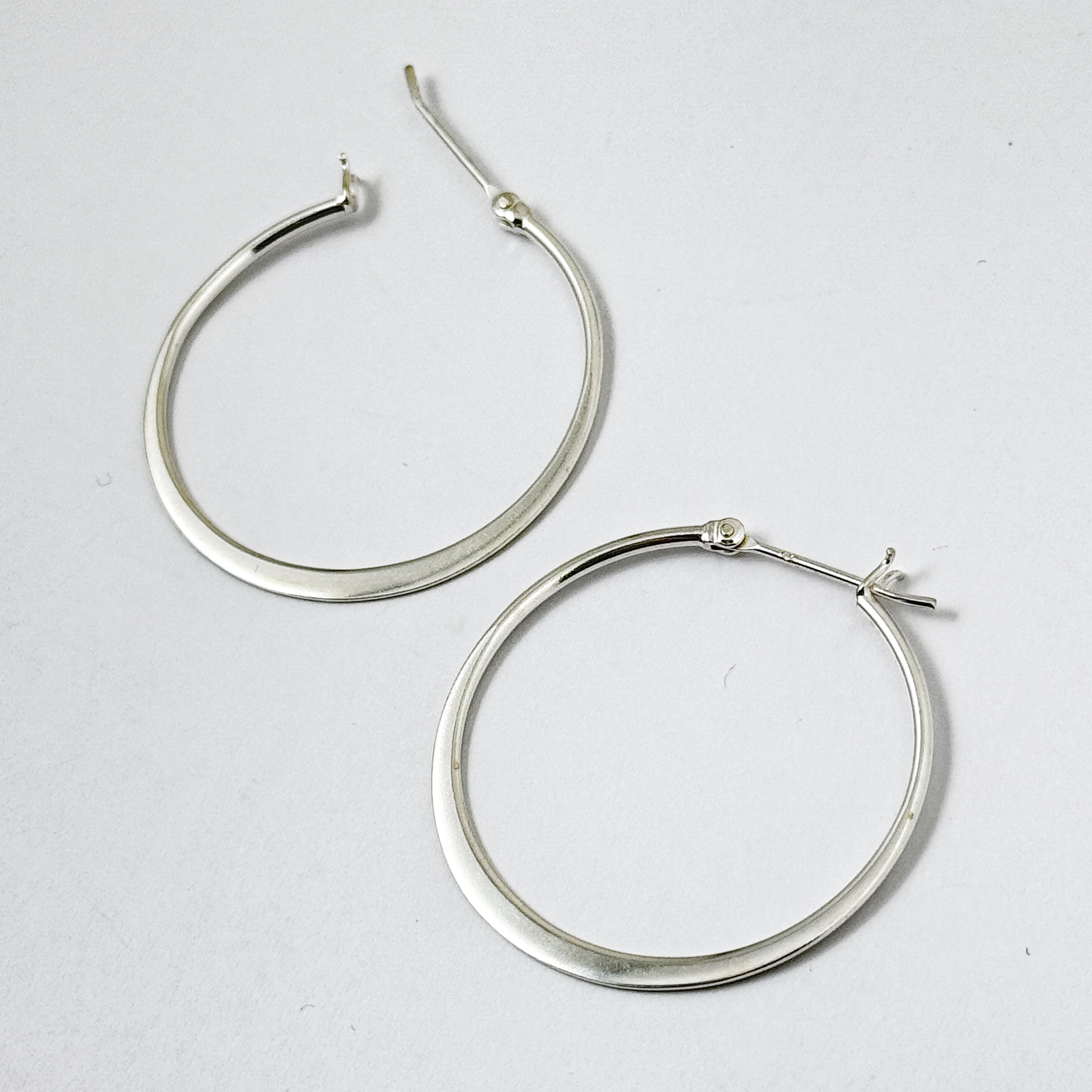 シンプル フラット & スリム フープ ピアス 直径3.5cm