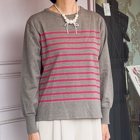 トップス】ボーダープルオーバー・グレー×ピンク | Lovely NAGOYA