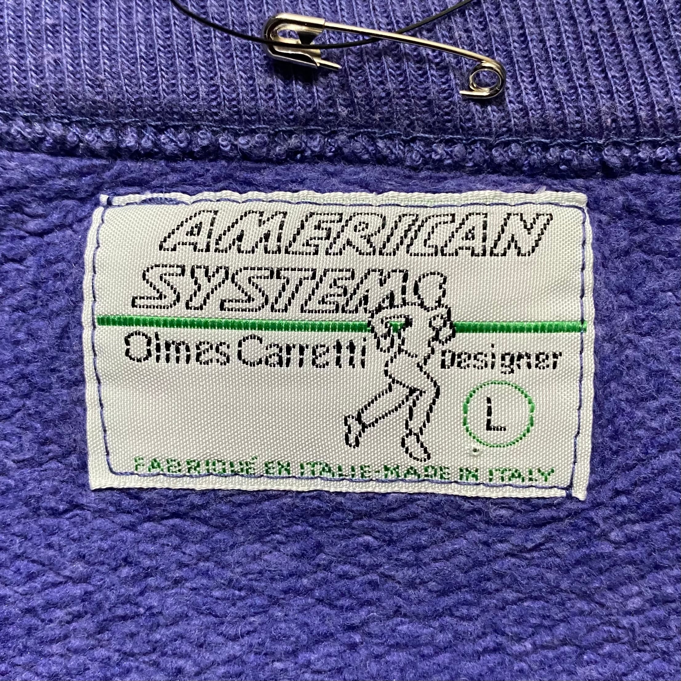 old embroidery purple sweat shirt designed by Olmes Carretti 