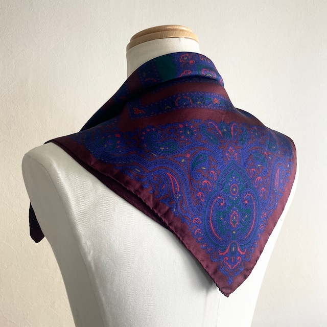 Vintage Purple Paisley Silk Scarf