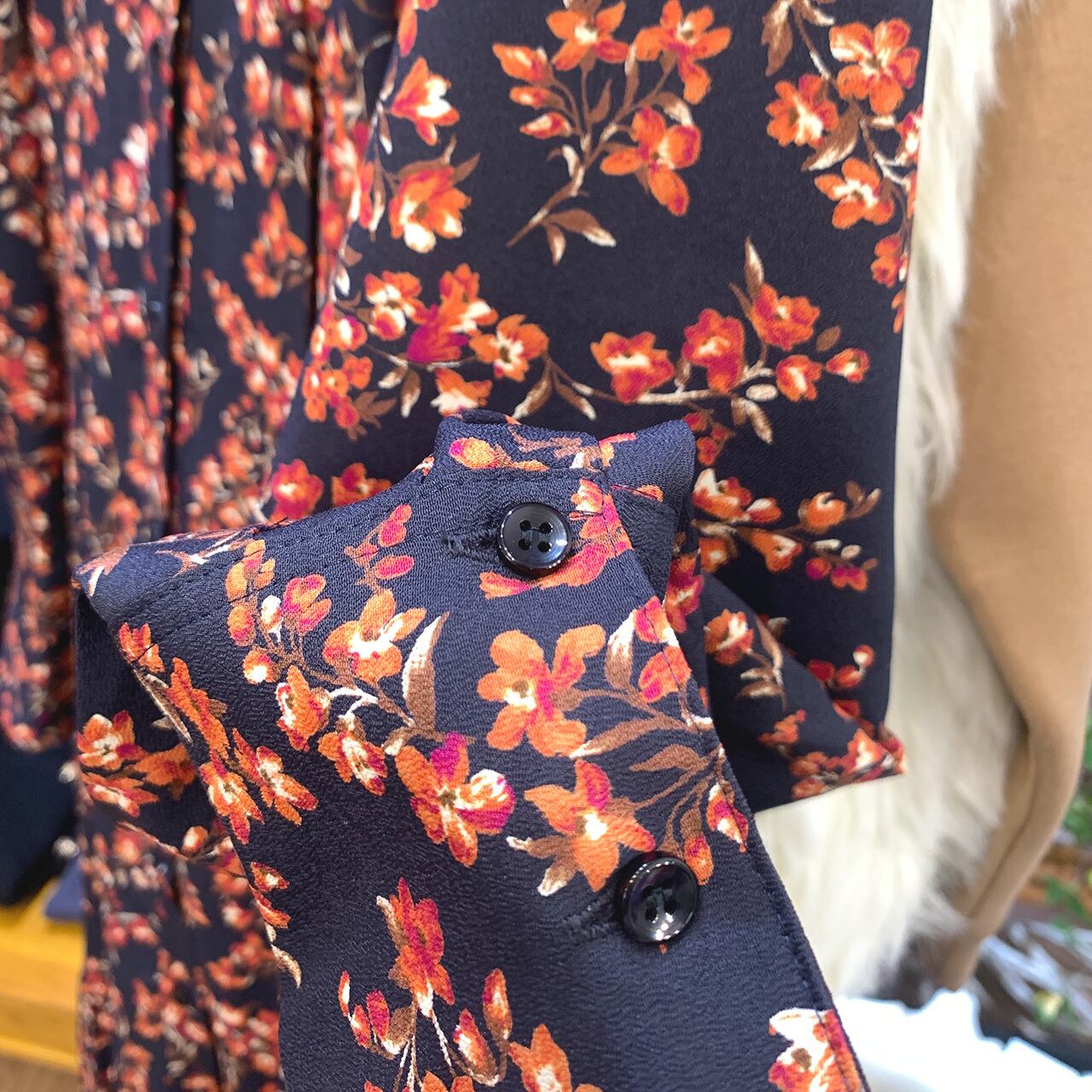 Buyer's select アンティークデシンフラワープリントワンピース 日本製