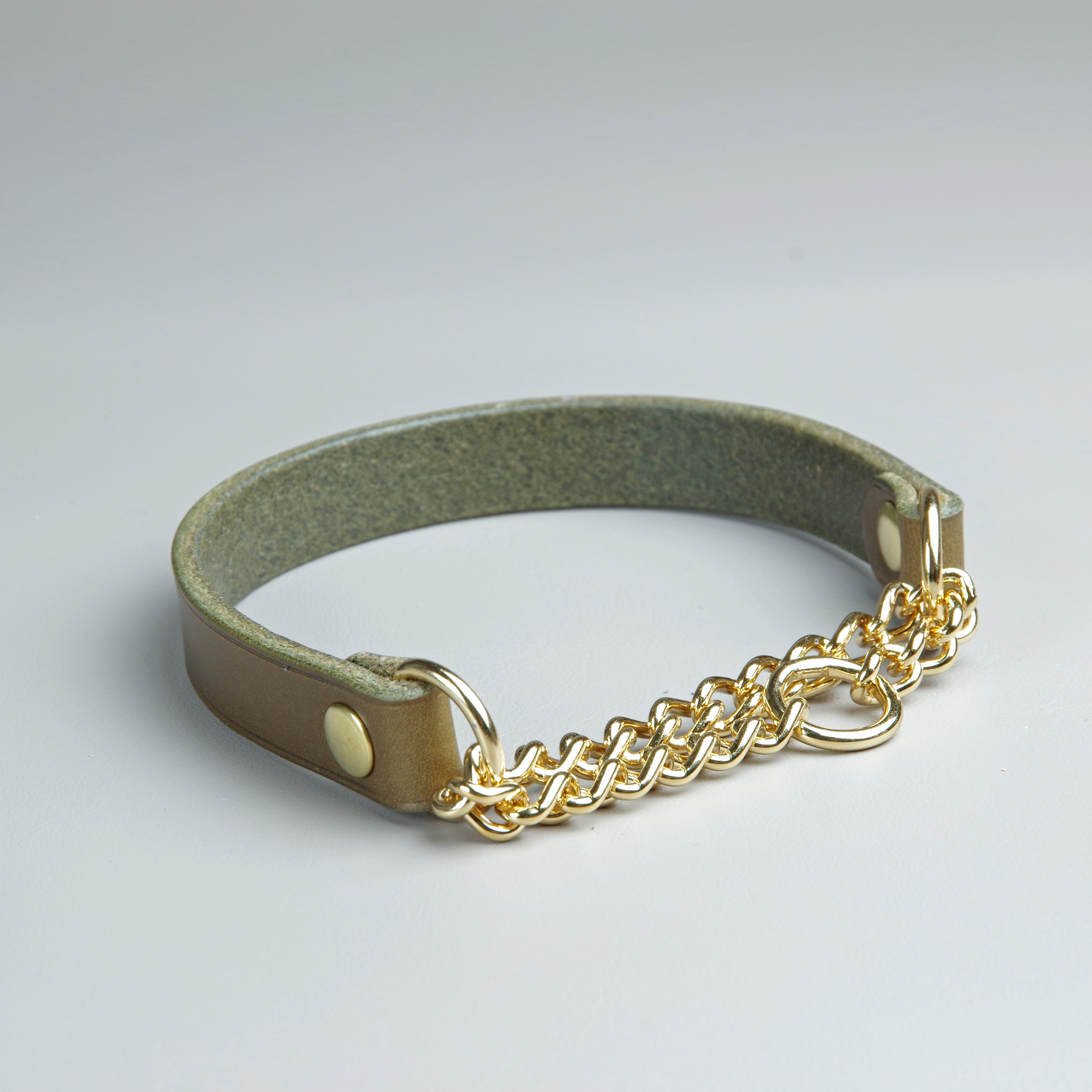 本ヌメ革のストレートハーフチョーク 【小型～中・大型犬サイズ】 | 革