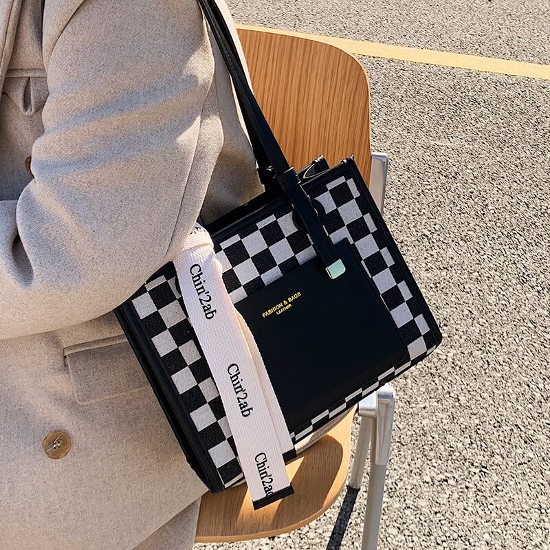 格子柄ショルダーバッグオータムウィンター 秋物 冬物 トートバッグ Tiancai_Wing_Bag4619452394
