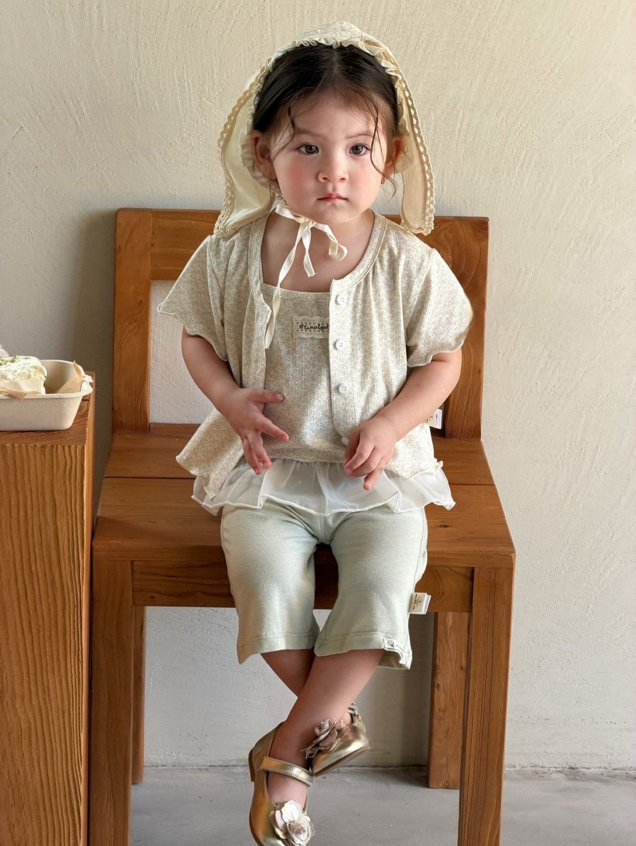 [my daughter] Milk Flower Cotton Cardigan Set-up / [마이다럴] 밀크플라워코튼가디건세트