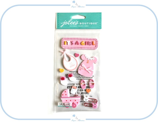 EJ27 JOLEE'S 3Dシール baby girl ベイビー ガール デザイン 立体 ステッカー アルバム 海外 出産祝い 女の子 ピンク ベビーシャワー 赤ちゃん