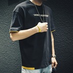 Box silhouette printed crew neck T-shirt ◇4color H0222