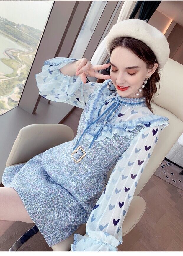 水色 XL ワンピース ハート ガーリー ブルー | LOVEYsmileSHOP