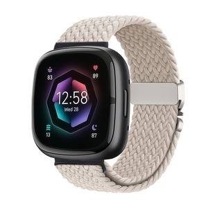 【数量限り】コンパチブル Fitbit Versa 4/3・Sense 2/1 バンド｜伸縮弾性編組ナイロン 交換ベルト スポーツ/パラシュートバックル｜ 運動用 軽量設計 男女兼用 フィットビット対応腕時計ベルト