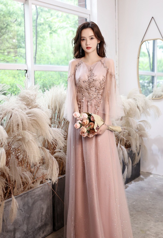 ピンク ロングドレス スパンコール パーティードレス Tm0210 パーティードレス通販専門店 Clasio