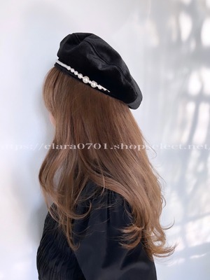 pearl velvet beret《 即日発送 》