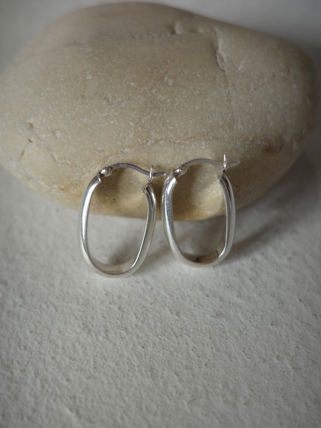 <vintage silver925>oval hoop pierce
