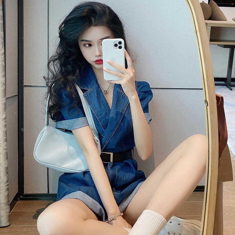 スタンダードスタイルオーバーオール ショーツ レディースサマーウェストワイドレッグジャンプスーツ オールインワン レトロ 夏物 ブルマー ワイドパンツ スーパーモール92283045658