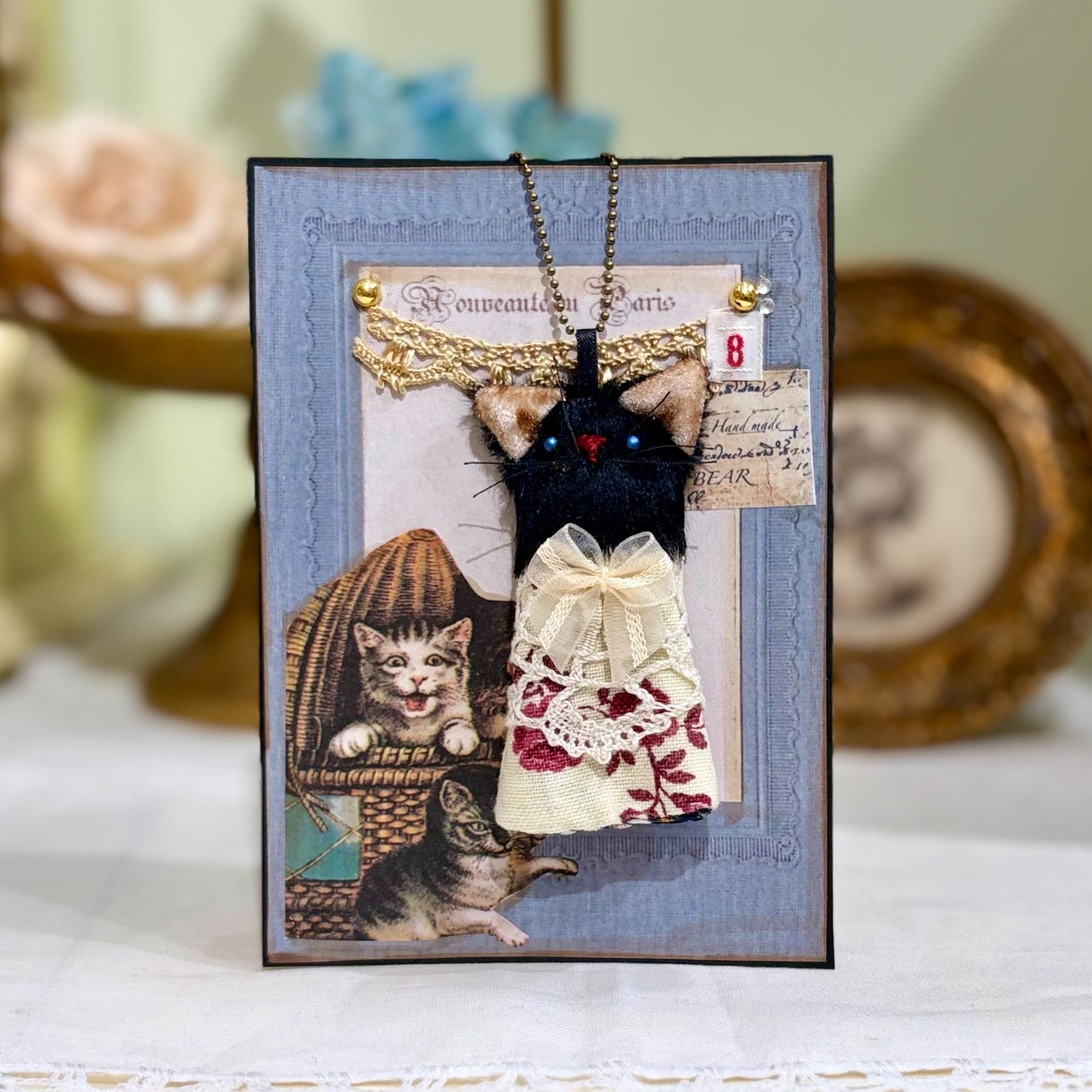 Sold※作家様作品 まつもとようこ テディベアNo.9 こげ茶・むらさき